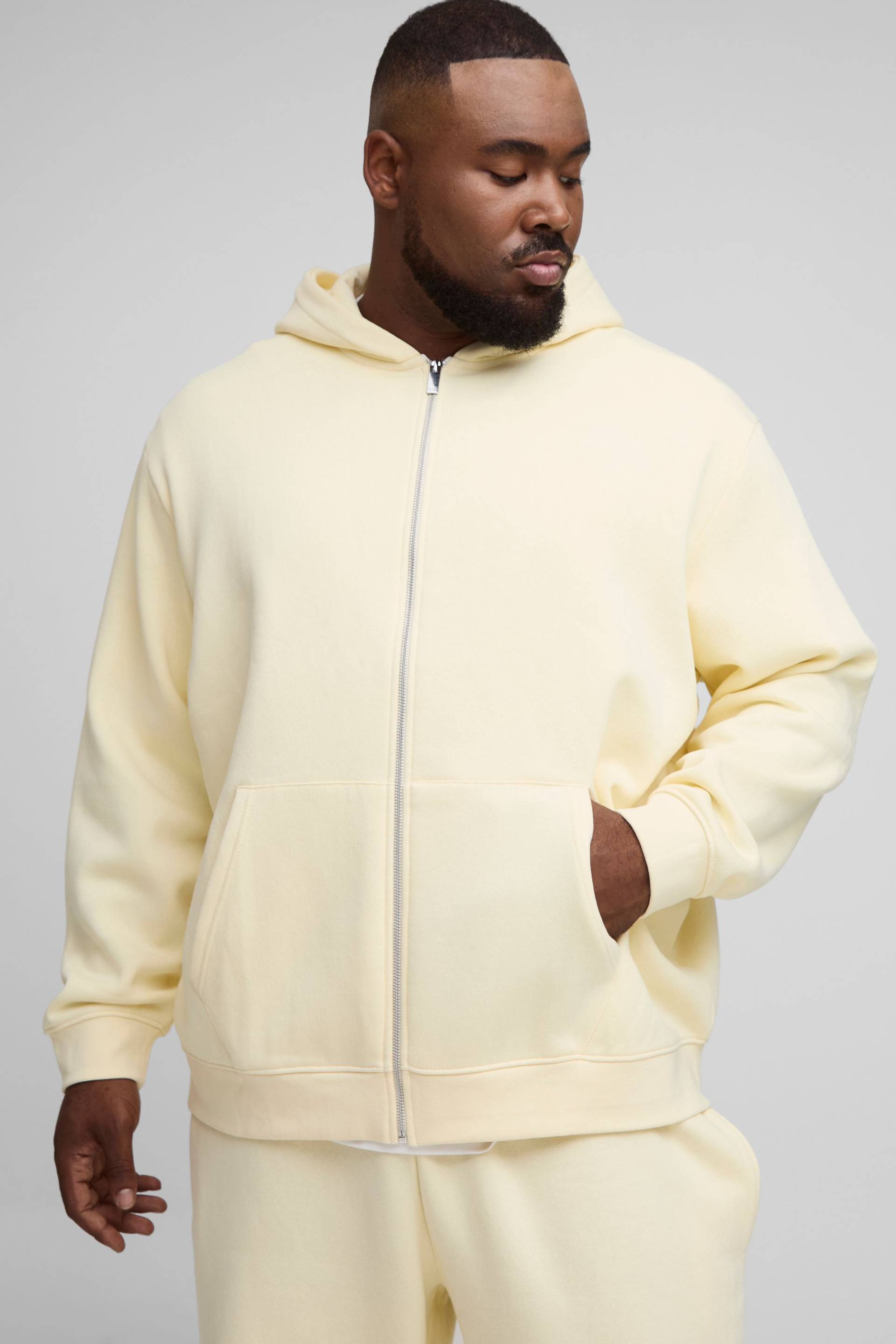 Plus Basic Oversize Hoodie mit Reißverschluss - Gelb - 5XL, Gelb von boohooman