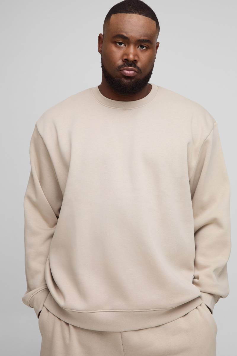 Plus Basic Oversize Rundhals-Sweatshirt - Grau - 4XL, Grau von boohooman