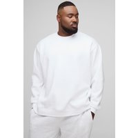 Plus Basic Oversize Rundhals-Sweatshirt - Weiß - 4XL, Weiß von boohooman