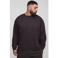 Plus Basic Oversize Rundhals-Sweatshirt - Braun - 4XL, Braun von boohooman