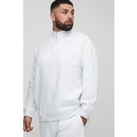 Plus Basic Oversized Quarter Zip Funnel Neck Sweatshirt - Grau - 4XL, Grau Plus Basic Oversized Quarter Zip Funnel Neck Sweatshirt - Grau - 4XL, Grau von boohooman