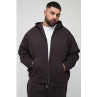Plus Basic Oversize Hoodie mit Reißverschluss - Braun - 5XL, Braun von boohooman