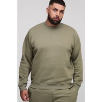 Plus Basic Rundhals-Sweatshirt - Khaki - 4XL, Khaki von boohooman