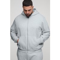 Plus Basic Hoodie mit Reißverschluss - Grau - 4XL, Grau von boohooman