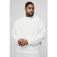 Plus Basic Rundhals-Sweatshirt - Weiß - XXXXL, Weiß von boohooman