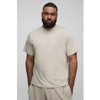 Plus Basic Rundhals T-Shirt - light khaki - 5XL, light khaki von boohooman