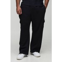Plus Basic Cargo-Jogginghose mit geradem Bein - Schwarz - 3XL, Schwarz von boohooman