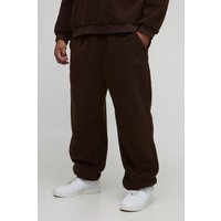 Plus Oversize Borg-Jogginghose mit Bhm-Stickerei - Braun - 5XL, Braun von boohooman