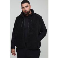 Plus Borg-Weste mit Reißverschluss - Schwarz - 3XL, Schwarz von boohooman