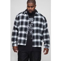 Plus kariertes Overshirt mit Aufnäher - Schwarz - 2XL, Schwarz von boohooman