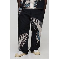 Plus lockere Hose mit Schmetterlings-Print - Schwarz - 42, Schwarz von boohooman