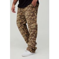 Plus Camouflage Cargo-Hose mit Reißverschluss - Khaki - 38, Khaki von boohooman
