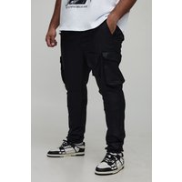 Plus beschichtete Cargo Skinny Jeans - Schwarz - 44, Schwarz von boohooman