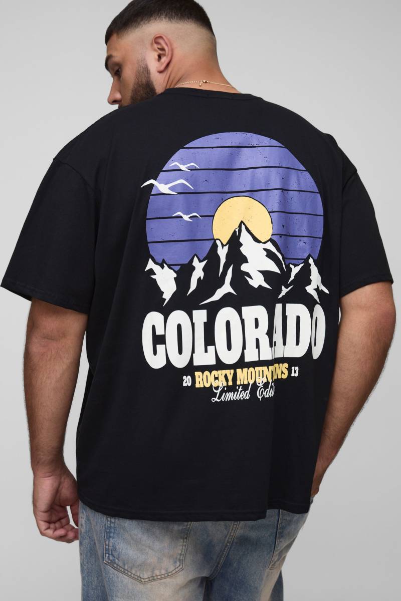 Plus Oversize T-Shirt mit Colorado-Print - Schwarz - 3XL, Schwarz von boohooman