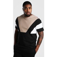 Plus Colorblock T-Shirt - Taupe - XXXXL, Taupe von boohooman
