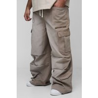 Plus Cargo-Jeans mit elastischem Bund und Acid-Waschung - Grau - 44, Grau von boohooman