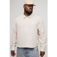 Plus Embroidered Boxy Oversized Boucle Check Rugby Shirt - Grau - 5XL, Grau Plus Embroidered Boxy Oversized Boucle Check Rugby Shirt - Grau - 5XL, Grau von boohooman