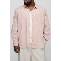 Plus Embroidered Super Oversized Stripe Shirt - Orange - 2XL, Orange von boohooman
