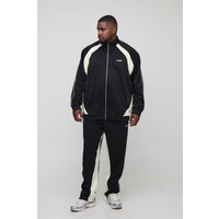 Plus Man Colorblock Trikot-Trainingsanzug mit Trichterkragen - Schwarz - 2XL, Schwarz von boohooman