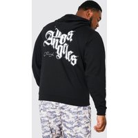 Plus Hoodie mit Los Angeles Gothic Print - Schwarz - XXXXL, Schwarz von boohooman