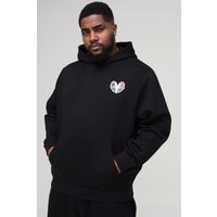 Plus Hoodie mit Rippen-Stickerei - Schwarz - XXL, Schwarz von boohooman