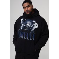 Plus Hoodie mit lizenziertem Nirvana-Print - Schwarz - 2XL, Schwarz von boohooman