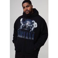 Plus Hoodie mit lizenziertem Nirvana-Print - Schwarz - 4XL, Schwarz von boohooman