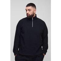 Plus Jacquard Raglan Sweatshirt mit 1/4 Reißverschluss von boohooman
