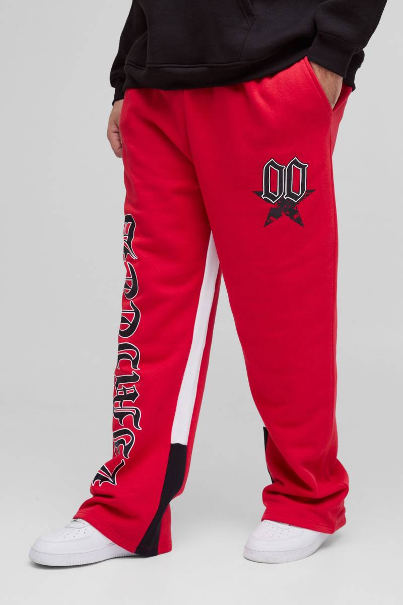 Plus Jogginghose mit Limited Print - Rot - XXL, Rot von boohooman