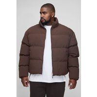 Plus kastige Man Steppjacke mit Trichterkragen - Braun - 2XL, Braun von boohooman