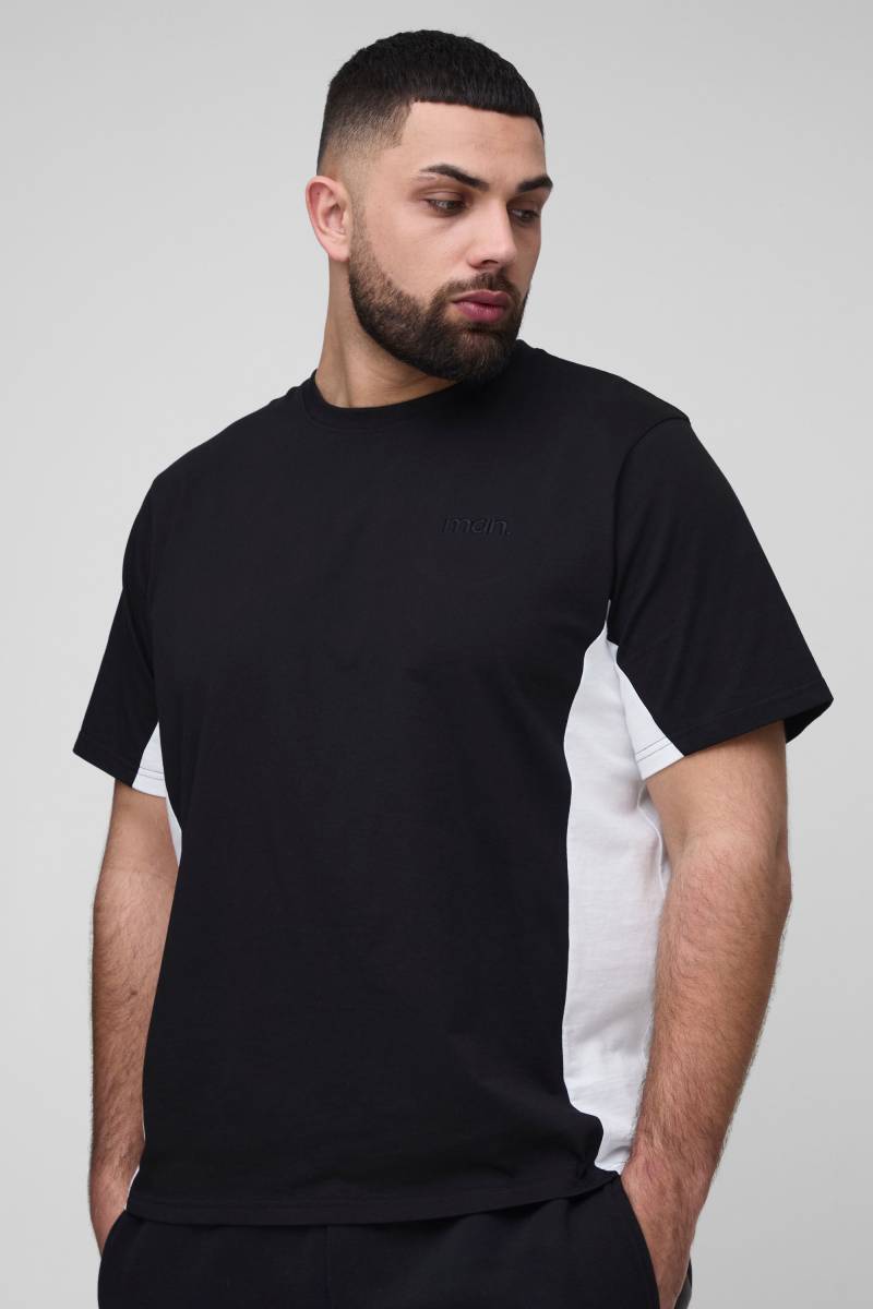 Plus Man Colorblock T-Shirt - Schwarz - XXXXXL, Schwarz von boohooman