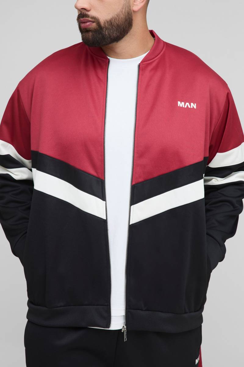 Plus Man Colorblock Trikot-Jacke mit Trichterkragen - Schwarz - 3XL, Schwarz von boohooman