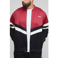Plus Man Colorblock Trikot-Jacke mit Trichterkragen - Schwarz - 5XL, Schwarz von boohooman