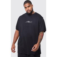 Plus Man Signature Rundhals T-Shirt - Schwarz - XXL, Schwarz von boohooman