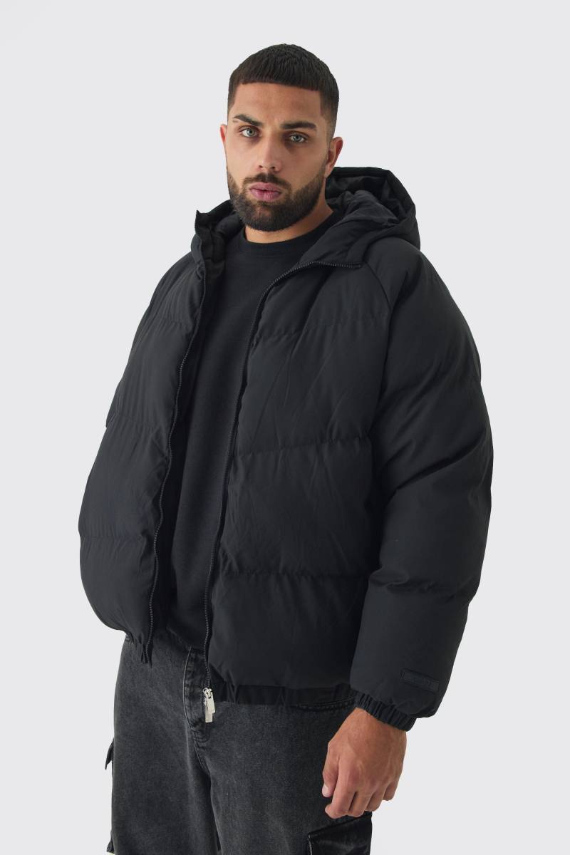 Plus Man Steppjacke mit Kapuze - Schwarz - 3XL, Schwarz von boohooman