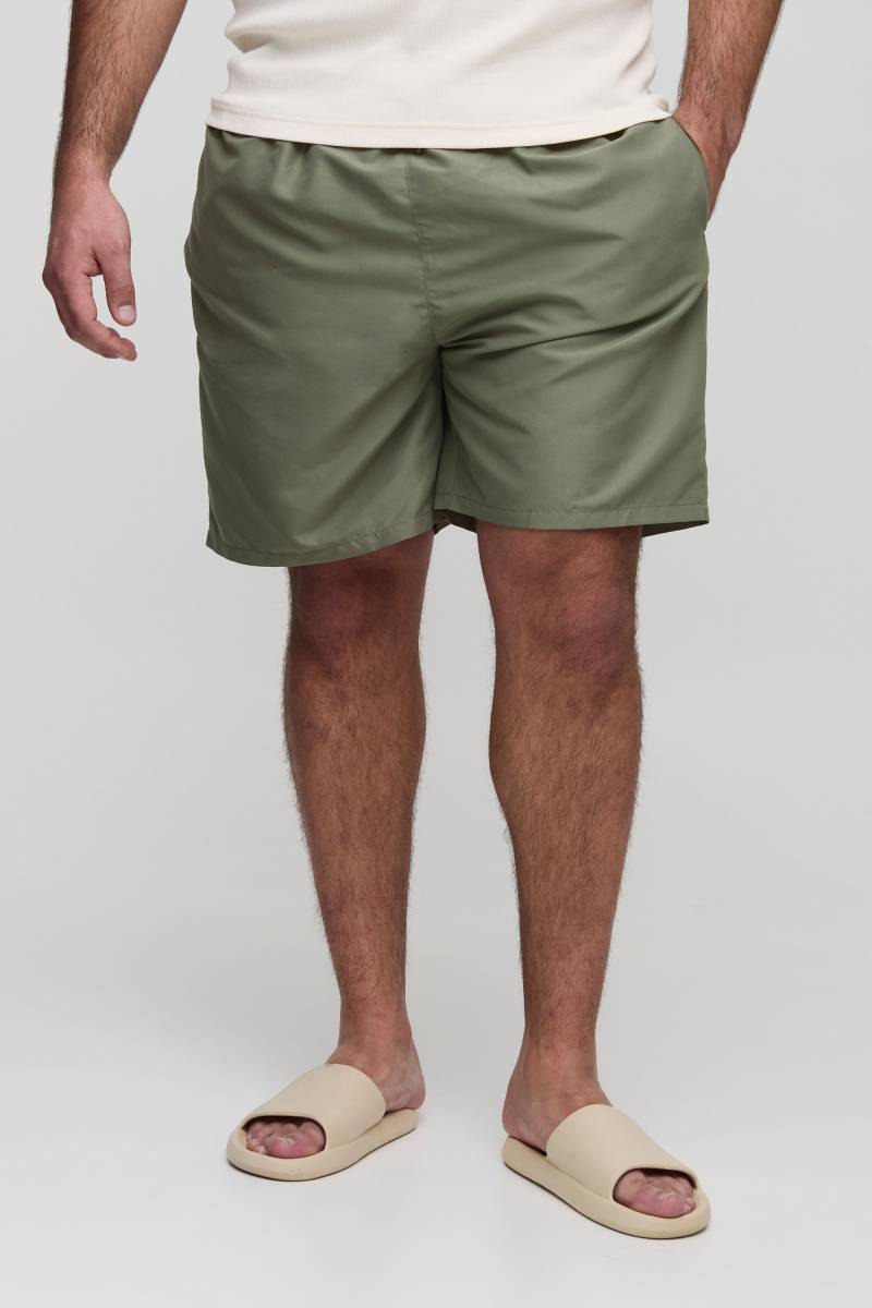 Plus mittellange Badehose - Khaki - XXXL, Khaki von boohooman