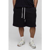 Plus Oversize Jersey-Shorts mit Official-Applikation - Schwarz - 2XL, Schwarz von boohooman