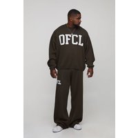 Plus Oversize Official Sweatshirt & Jogginghose - Braun - 3XL, Braun von boohooman