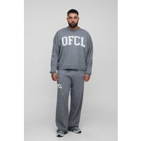 Plus Oversize Official Sweatshirt & Jogginghose - Grau - 4XL, Grau von boohooman
