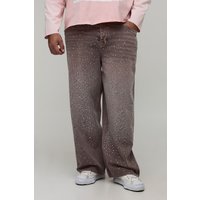 Plus lockere Jeans mit Strass - Rosa - 46, Rosa von boohooman