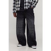 Plus lockere Jeans mit Strass - Schwarz - 40, Schwarz von boohooman