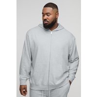 Plus Oversize Basic Hoodie mit Reißverschluss - Grau - 4XL, Grau von boohooman