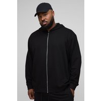 Plus Oversize Basic Hoodie mit Reißverschluss - Schwarz - 2XL, Schwarz von boohooman