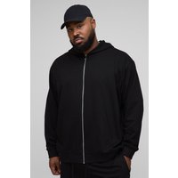 Plus Oversize Basic Hoodie mit Reißverschluss - Schwarz - 3XL, Schwarz von boohooman