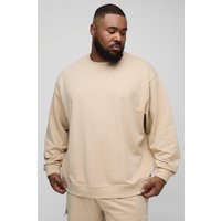 Plus Oversize Basic Sweatshirt - Taupe - 4XL, Taupe von boohooman