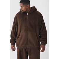 Plus Oversize Borg-Hoodie mit Reißverschluss von boohooman