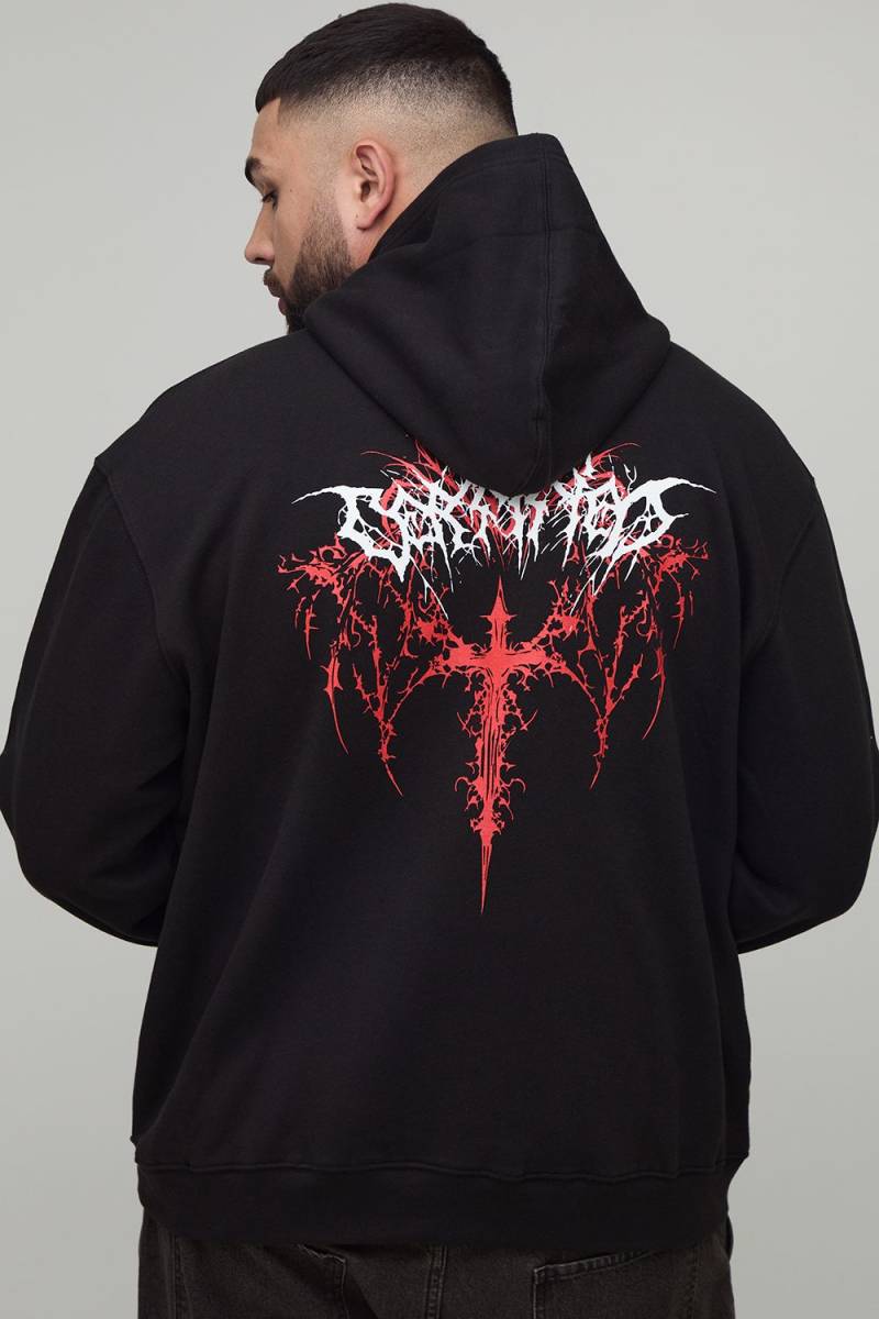 Plus Oversize Gothic Man Hoodie mit Vintage-Waschung von boohooman