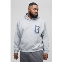 Plus Oversize Hoodie mit 13 Print - Grau - XXXXL, Grau von boohooman