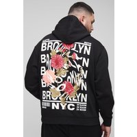 Plus Oversize Hoodie mit Brooklyn-Print - Schwarz - 3XL, Schwarz von boohooman