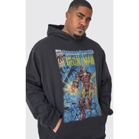 Plus Oversize Hoodie mit Iron Man Comic Print - Schwarz - XXXXXL, Schwarz von boohooman